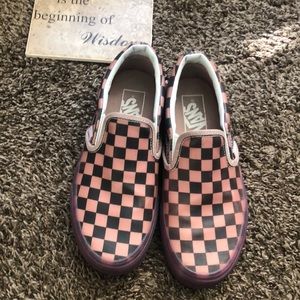 Vans slip on rare pink checkered waterproof